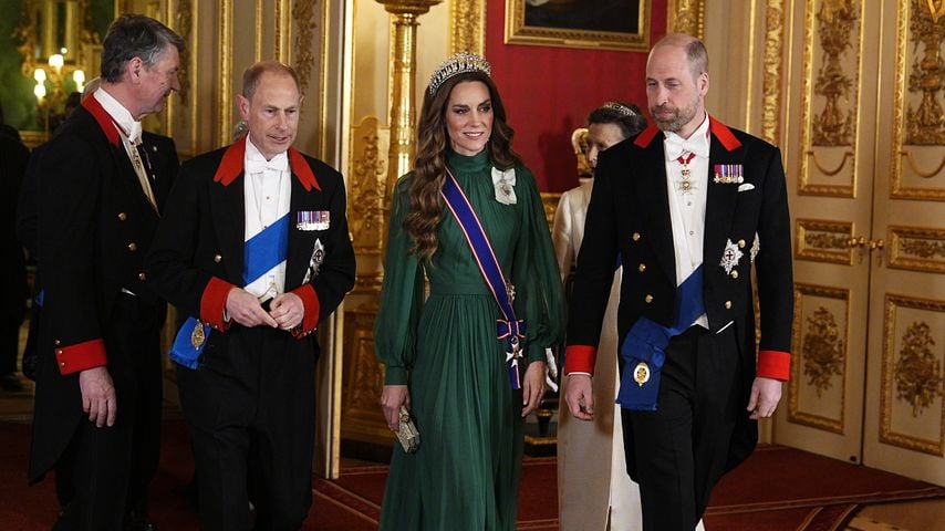 Sir Timothy Lawrence, Edward, Duke of Edinburgh, Catherine, Princess of Wales und Prince William beim Staatsbankett auf Schloss Windsor