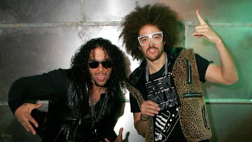 SkyBlu (Skyler Gordy) und Redfoo (Stefan Kendal Gordy) von LMFAO in New York City, April 2011