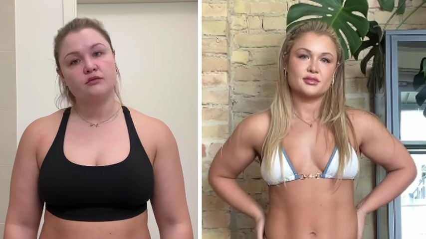 Collage: Sophia Thiel im April 2023 vs. April 2024