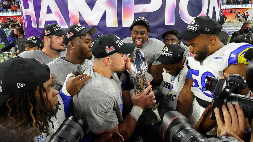 Spieler der Los Angeles Rams nach ihrem Super-Bowl-Sieg