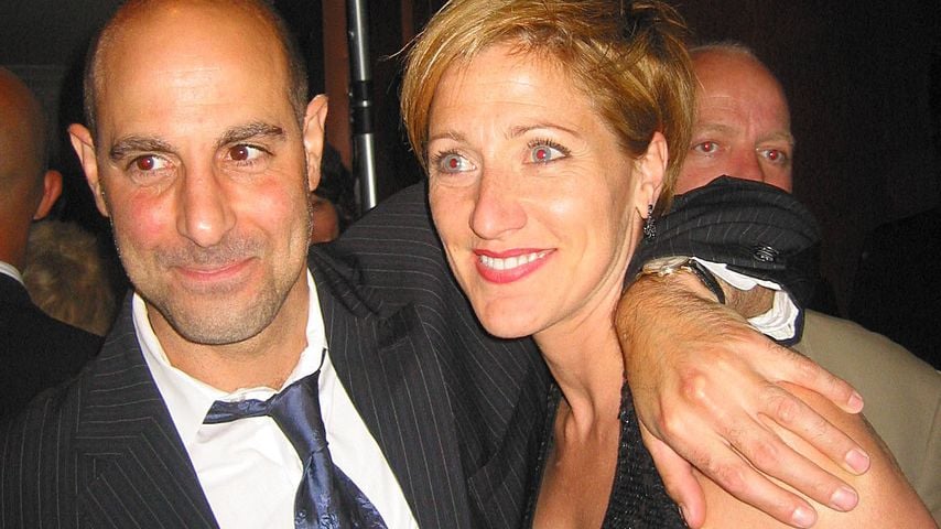 Stanley Tucci und Edie Falco bei der After-Party zu "Frankie and Johnny in the Clair de Lune" im Laura Belle Restaurant, New York, 2002