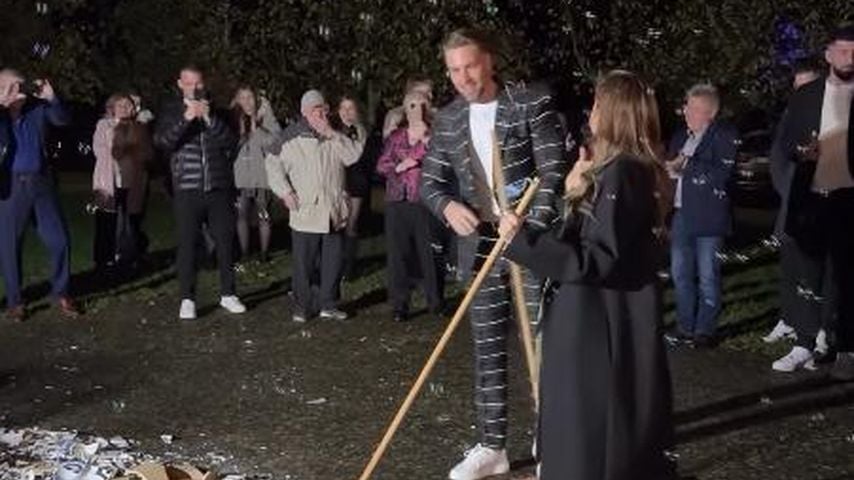 Steffen Vogeno und Karina Wagner auf ihrem Polterabend, November 2025