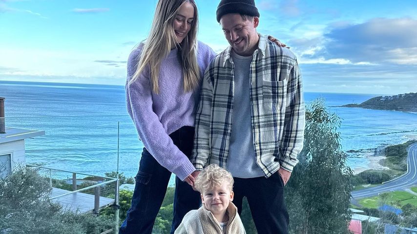 Steph Claire Smith und Josh Miller mit ihrem Sohn Harvey