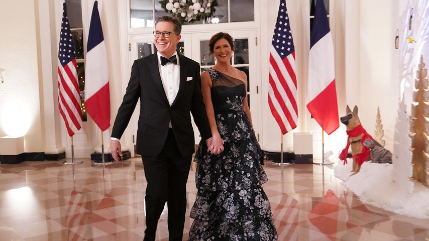 Stephen Colbert mit seiner Frau, Dezember 2022