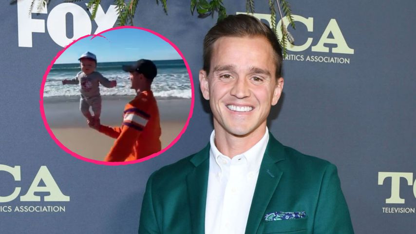 Zu gefährlich? Stuart Holden sprintet mit Sohn auf der Hand