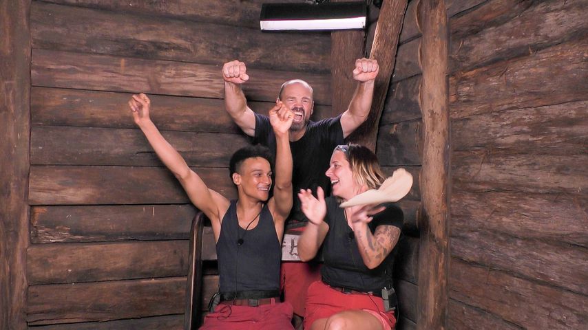 Sven Ottke, Prince Damien und Danni Büchner im Dschungelcamp