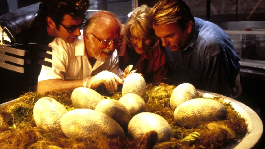 Jeff Goldblum, Sir Richard Attenborough, Laura Dern und Sam Neill in "Jurassic Park"