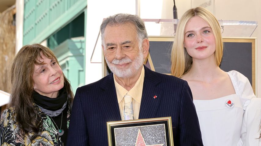 Talia Shire, Francis Ford Coppola und Elle Fanning auf dem Walk of Fame im März 2022