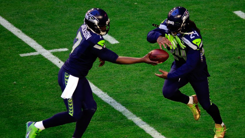 Tarvaris Jackson und Marshawn Lynch beim Super Bowl 2015