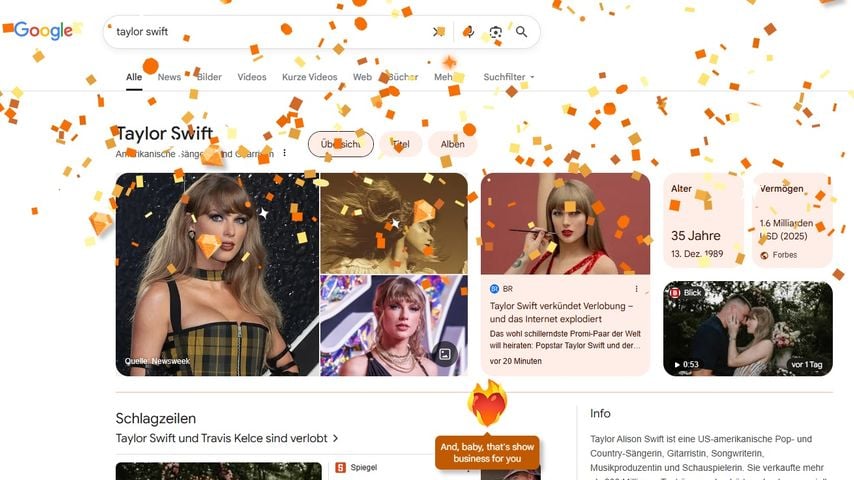 Google spendiert Taylor Swift zur Verlobung einen Konfettiregen