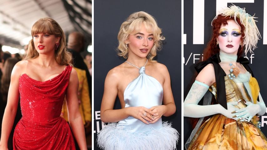 Collage: Taylor Swift, Sabrina Carpenter und Chappell Roan