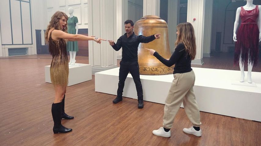 Taylor Swift, Taylor Lautner und Taylor Lautner-Dome am Set von "I Can See You"