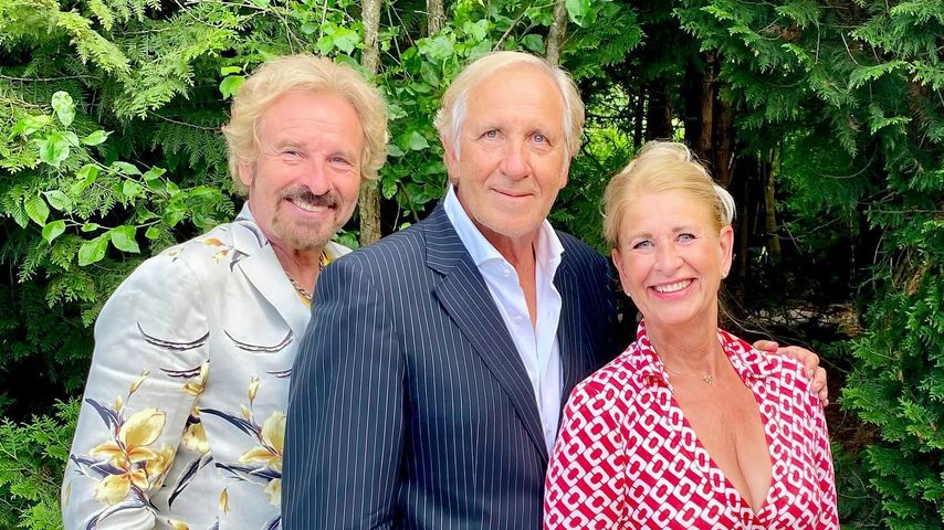 Thomas Gottschalk mit seinem Bruder Christoph und seiner Schwester Raphaela im Juni 2023
