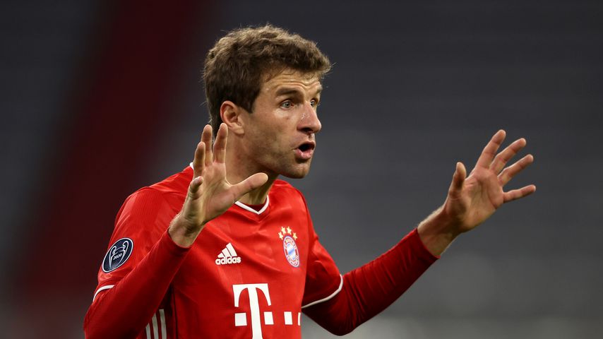 Thomas Müller beim Spiel des FC Bayern München gegen Atlético Madrid