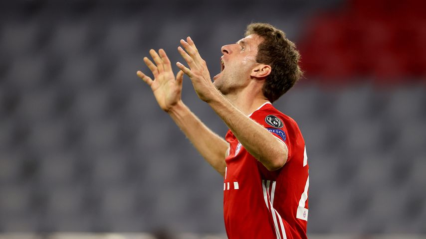 Thomas Müller beim Spiel des FC Bayern München gegen Atlético Madrid