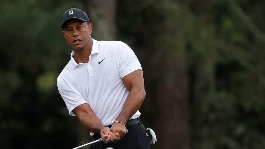 Tiger Woods bei den Vorbereitungen für das Masters-Turnier 2022