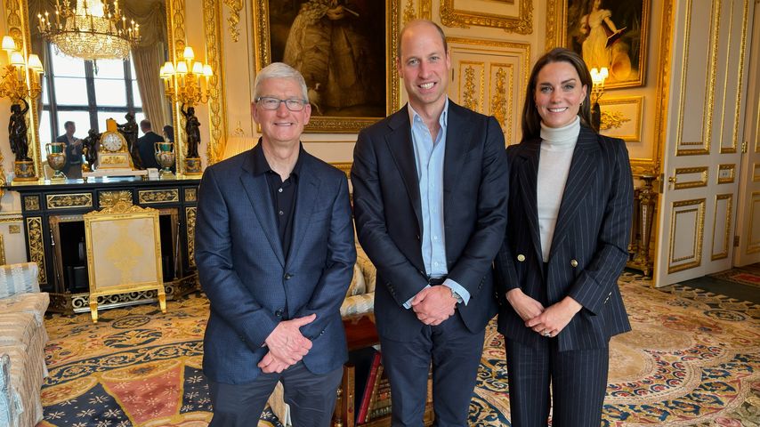 Tim Cook mit Prinz William und Prinzessin Kate am 29. September 2023
