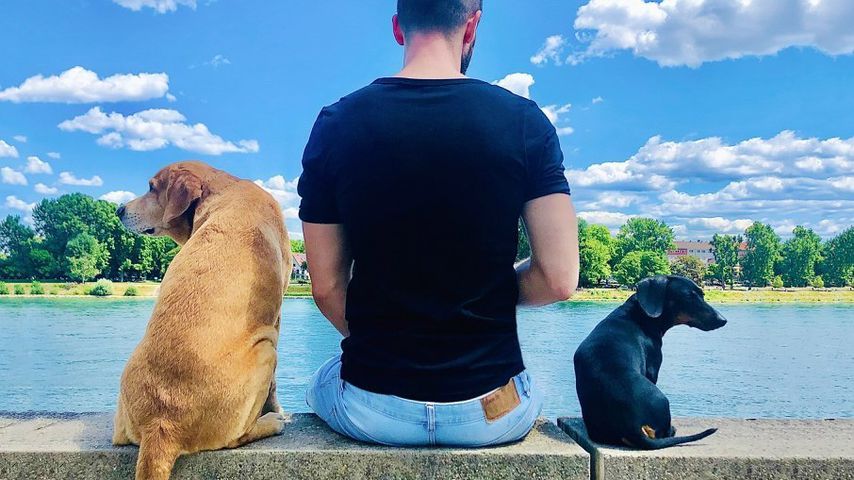 Timm Schrock mit seinen Hunden Cody und Bongo