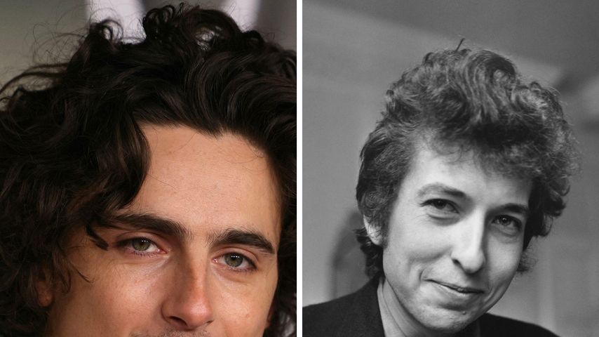 Collage: Schauspieler Timothée Chalamet und Sänger Bob Dylan