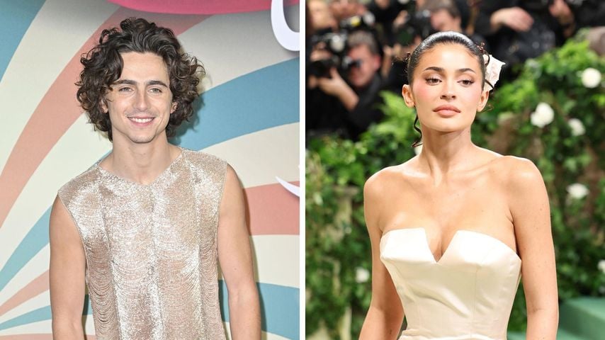 Collage: Timothée Chalamet und Kylie Jenner sind auf einer Kollage zu sehen