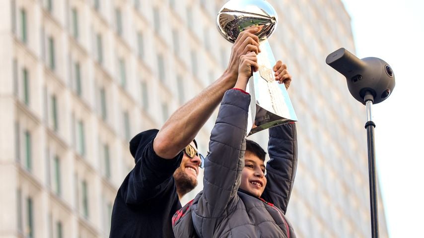 Tom Brady mit seinem Sohn Benjamin, Februar 2019
