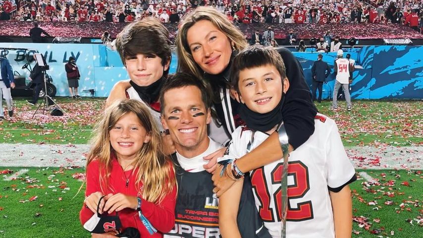 Tom Brady mit seinen Kindern und Ehefrau Gisele Bündchen
