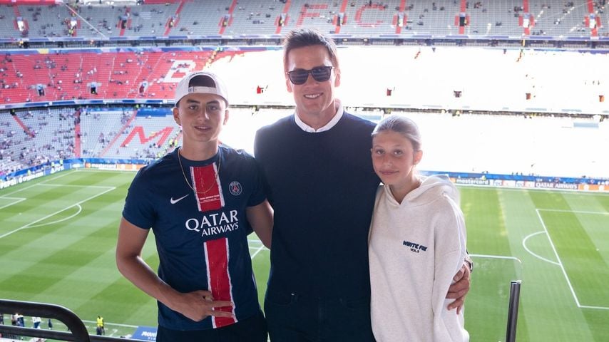 Tom Brady mit seinen Kindern Benjamin und Vivian in München, Mai 2025