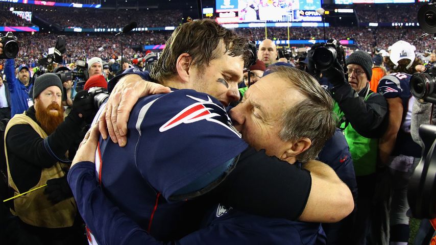 Tom Brady und Bill Belichick nach einem Spiel