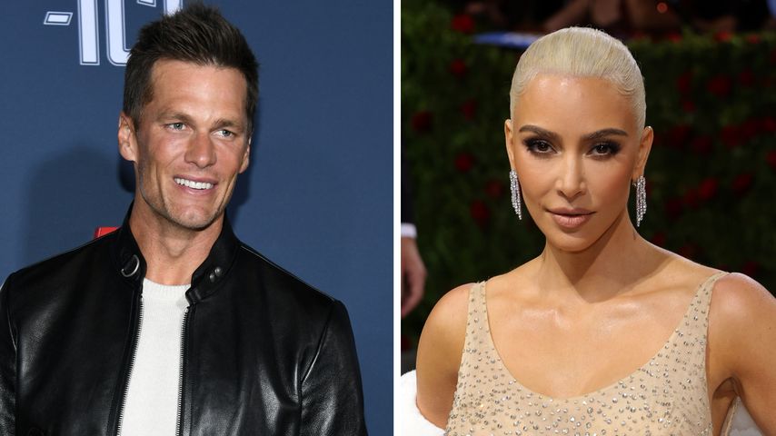 Collage: Tom Brady und Kim Kardashian