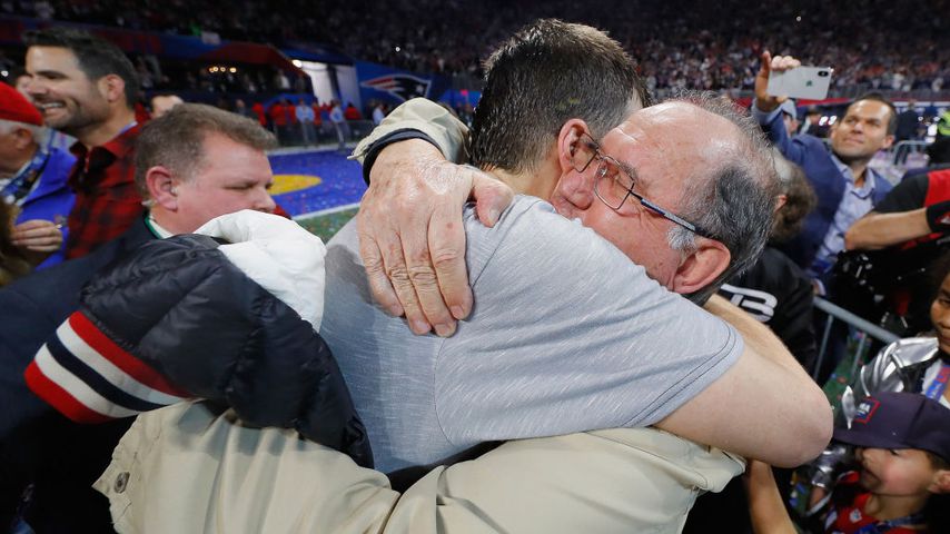 Tom Brady und sein Vater Tom Brady Sr. nach dem 53. Super Bowl, Februar 2019