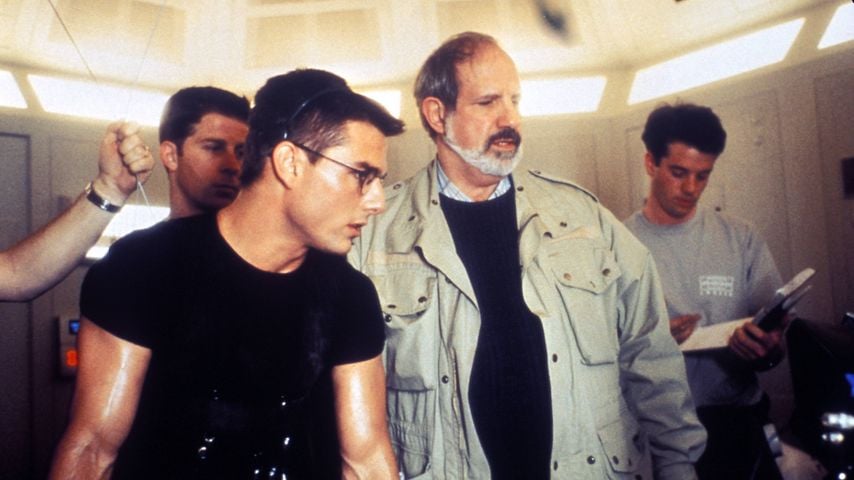 Tom Cruise und Regisseur Brian De Palma am Set von "Mission: Impossible" (1996)