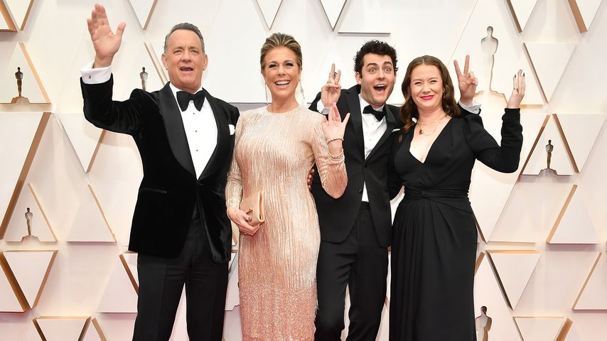 Tom Hanks mit Rita Wilson, Truman und Elizabeth Hanks bei den Oscars 2020