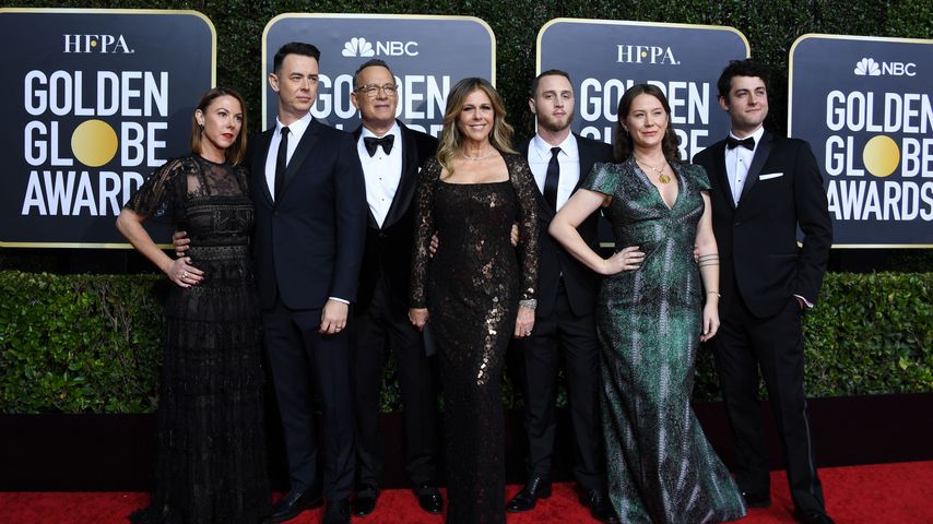 Tom Hanks und Rita Wilson mit ihrer Familie bei den Golden Globe Awards 2020