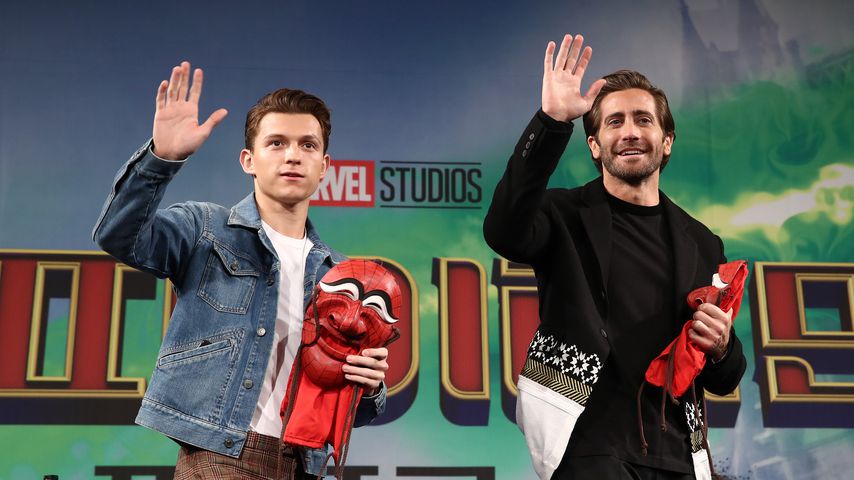 Tom Holland und Jake Gyllenhaal bei einer Pressekonferenz zu "Spider-Man: Far from Home"