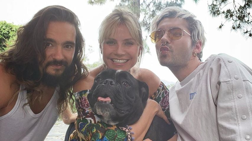 Tom Kaulitz, Heidi Klum und Bill Kaulitz im Mai 2020