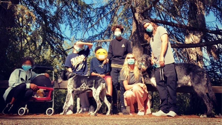 Tom Kaulitz, Heidi Klum und ihre Kinder Lou, Leni, Johan und Henry im Jahr 2020