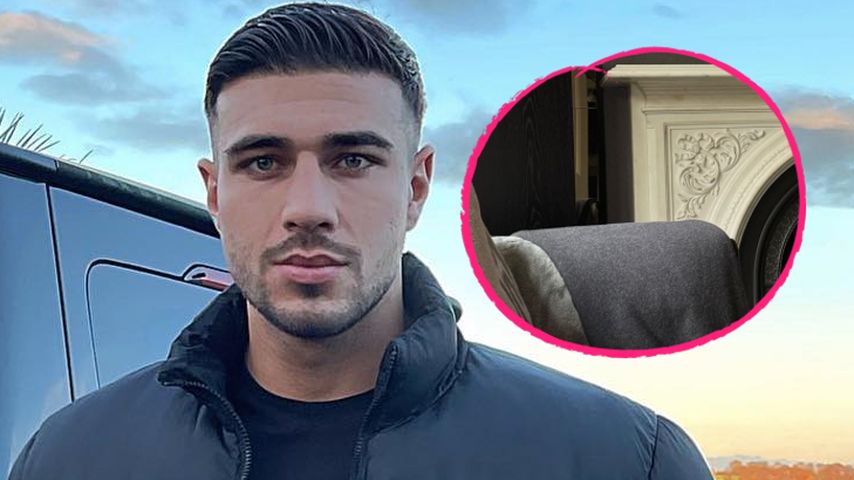 Collage: Tommy Fury mit seinem neuen Wohnzimmer