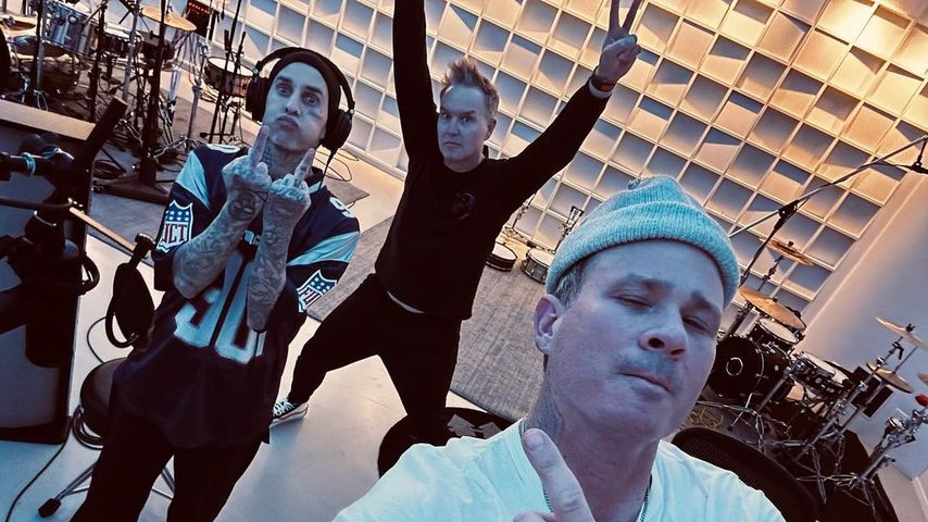 Travis Barker, Mark Hoppus und Tom DeLonge im Dezember 2022