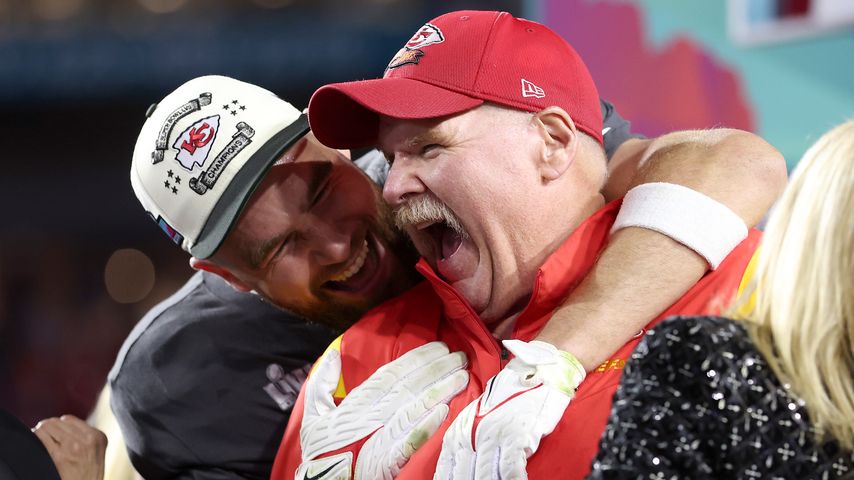 NFL-Star Travis Kelce und Coach Andy Reid, Februar 2023