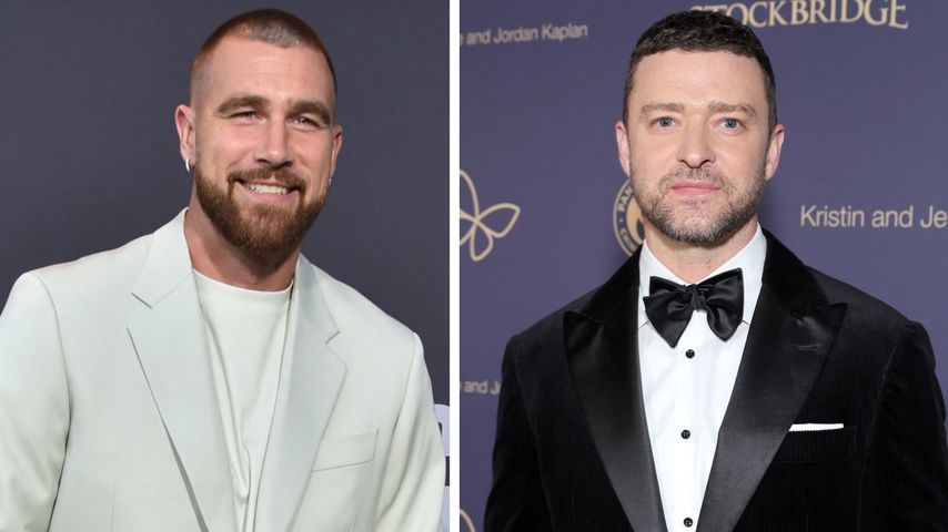 Collage: Travis Kelce und Justin Timberlake