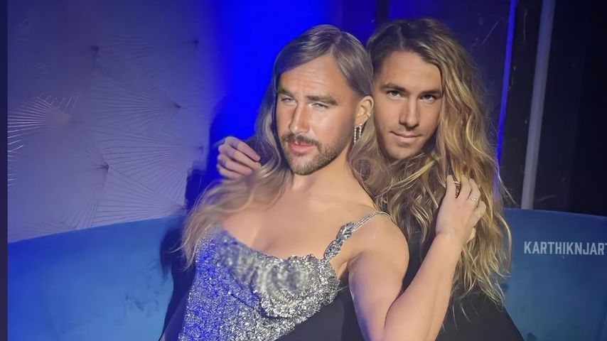 Taylor Swift und Blake Lively mit Gesichtern von Travis Kelce und Ryan Reynolds