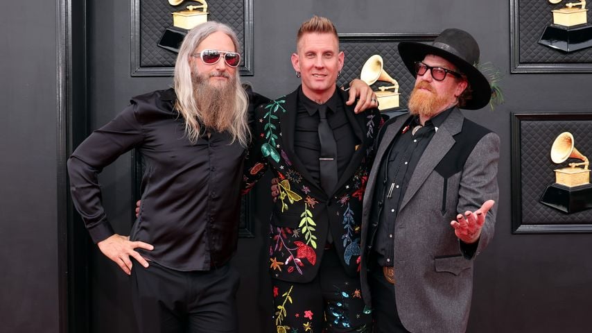 Die Mastodon-Mitglieder Troy Sanders, Brann Dailor und Brent Hinds, April 2022