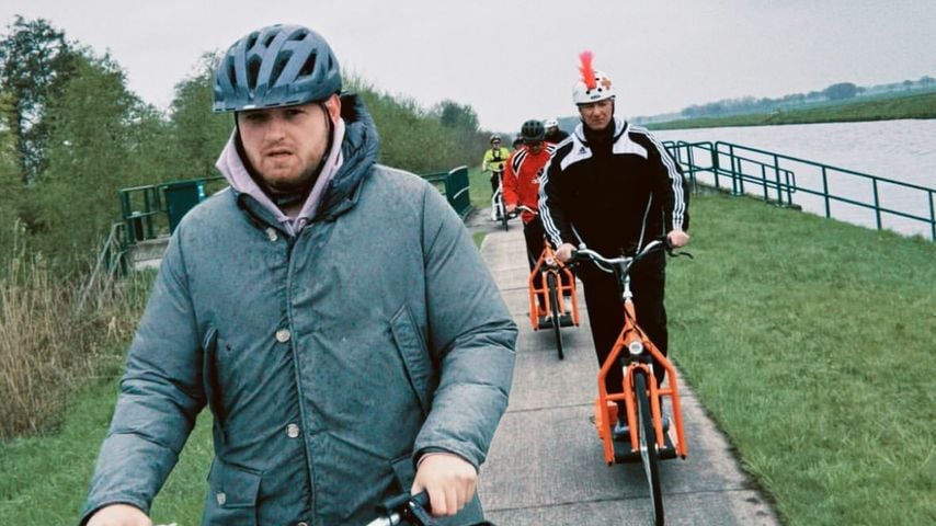 Trymacs mit Max Schradin und der Truppe bei ihrer Laufbandrad-Tour, April 2025