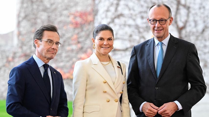Ulf Kristersson, Kronprinzessin Victoria und Friedrich Merz, Kanzlei in Berlin im November 2025