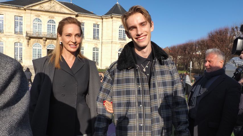 Uma Thurman mit ihrem Sohn Levon in Paris, Januar 2020