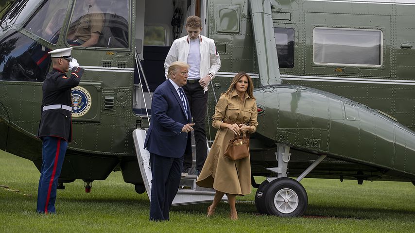 US-Präsident Donald Trump, sein Sohn Barron und seine Frau Melania, August 2020