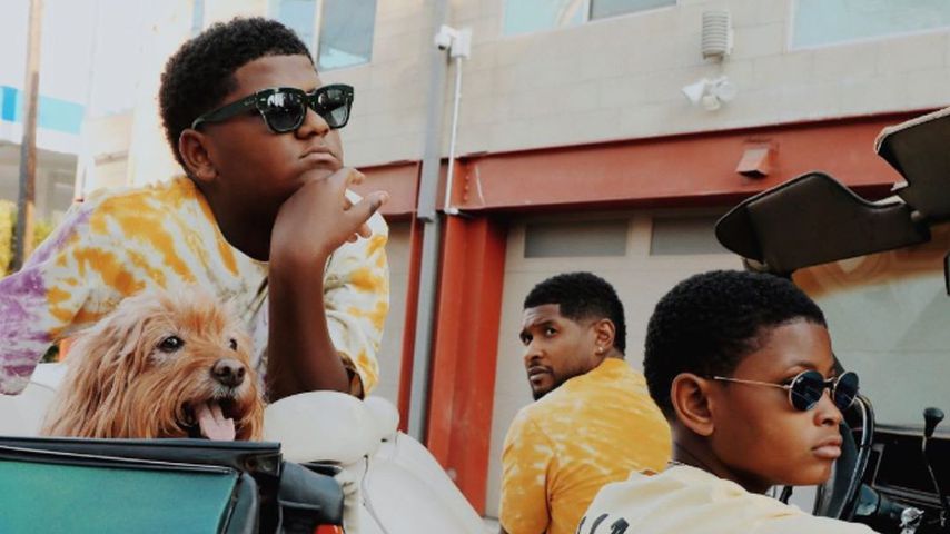 Usher mit seinen Söhnen Naviyd Ely Ramond und Usher Raymond V