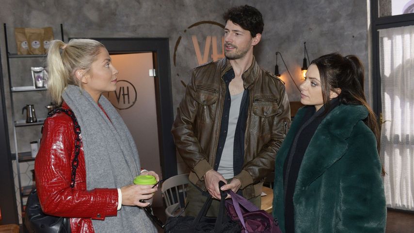 Valentina Pahde, Daniel Noah und Anne Menden am Set von GZSZ
