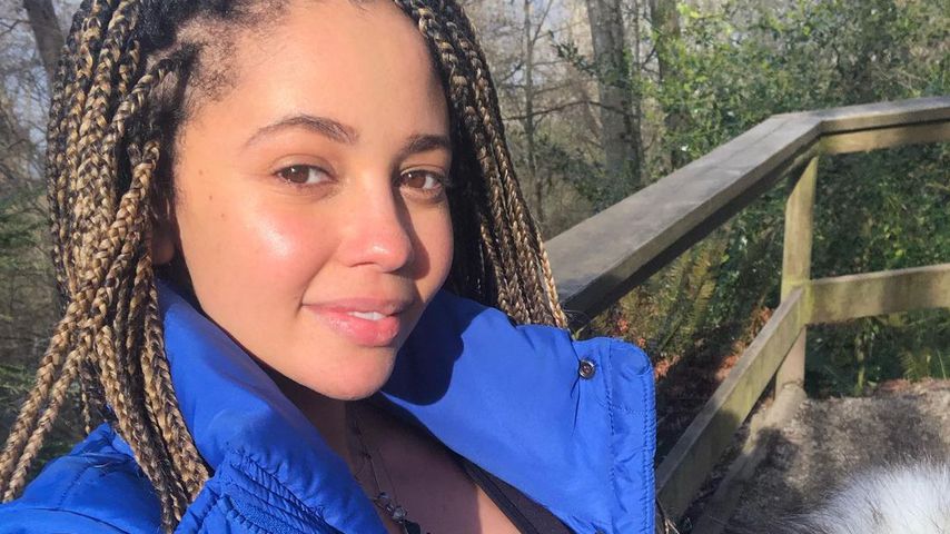 Vanessa Morgan und ihr Sohn River im Mai 2021