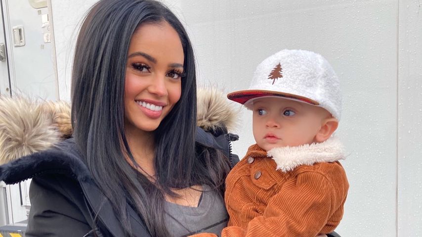 Vanessa Morgan mit ihrem Sohn River im Dezember 2021